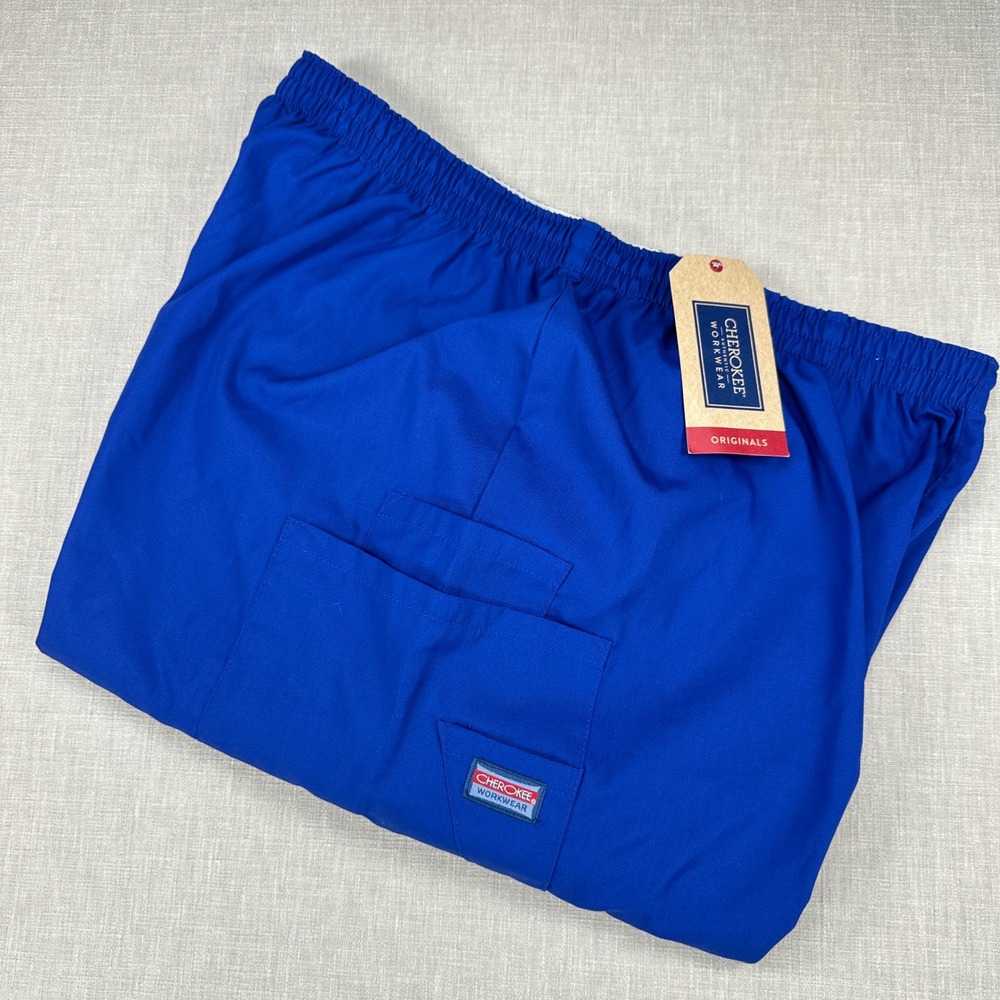 Cherokee Scrub Pants XL Royal Blue Workwear Originals Elastic Waist NEW